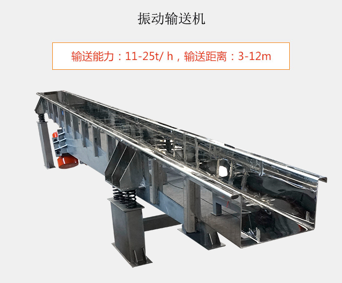 振動(dòng)輸送機(jī)：輸送能力：11-25t/ h，輸送距離：3-12m